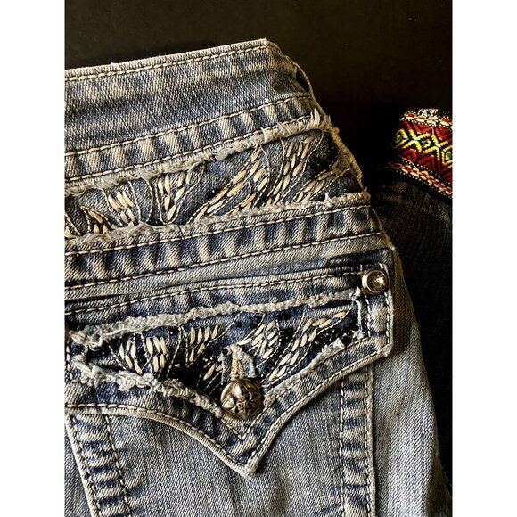 Miss Me Jeans Womens 26 Denim Pants Bedazzled Bling Pockets Distressed JE5639E2L - Picture 5 of 13